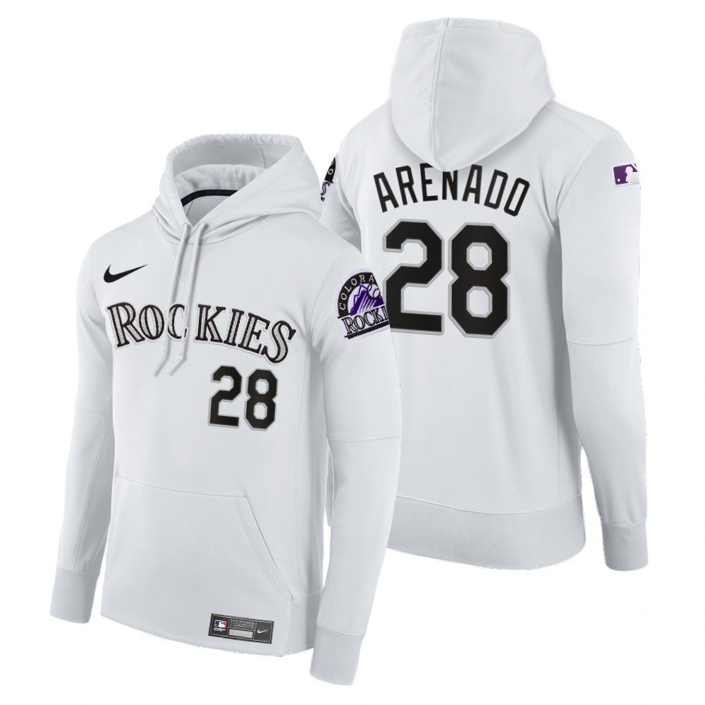 Men Colorado Rockies #28 Arenado white home hoodie 2021 MLB Nike Jerseys